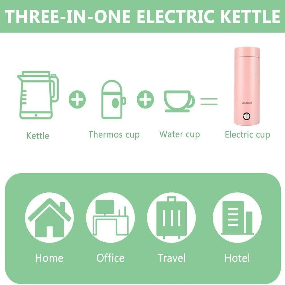 400ML Electric Travel Water Boiler Tea Cup WHITE EU N1120
