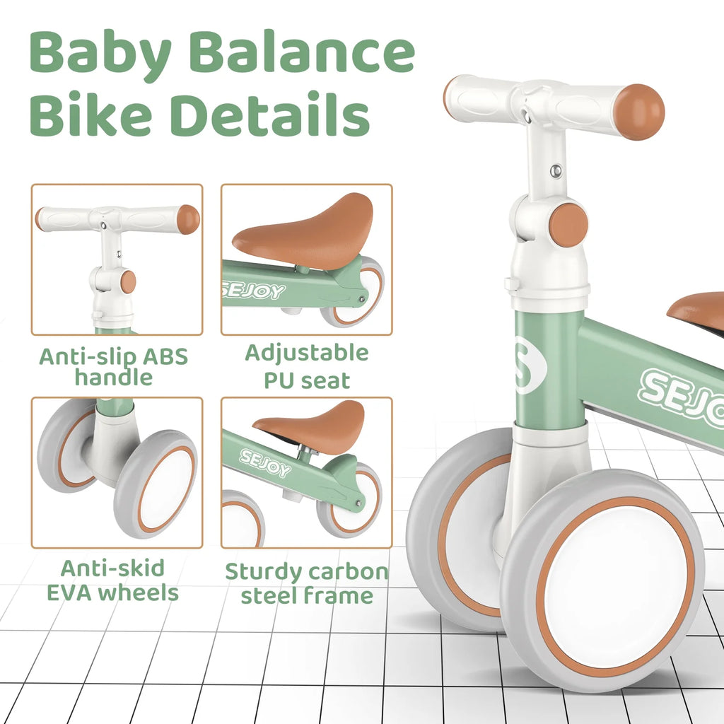 Green 3 Wheels No Pedal Baby Balance Bike R45312