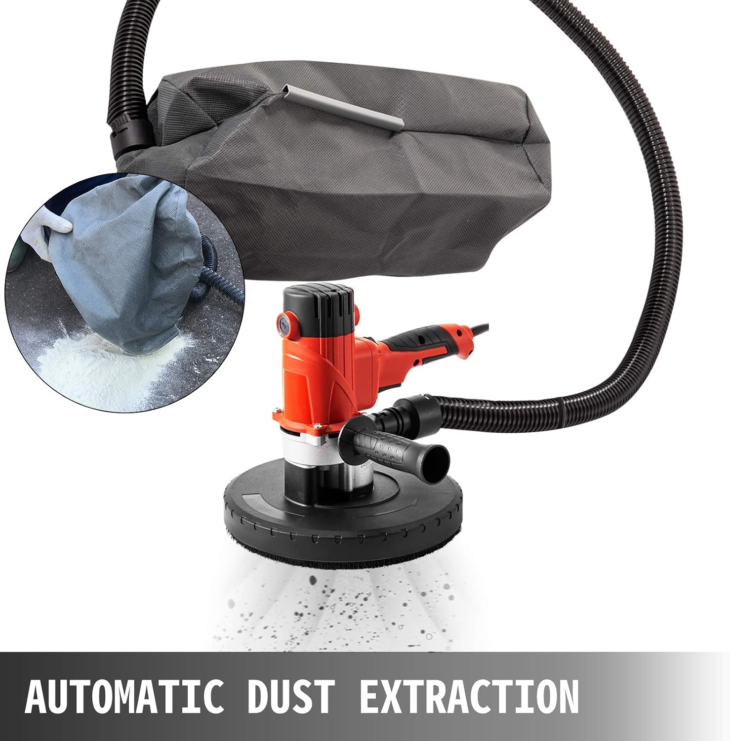 1200W Electric Drywall Sander with Carry Vacuum Bag, 6 pcs Sanding Discs Y18571