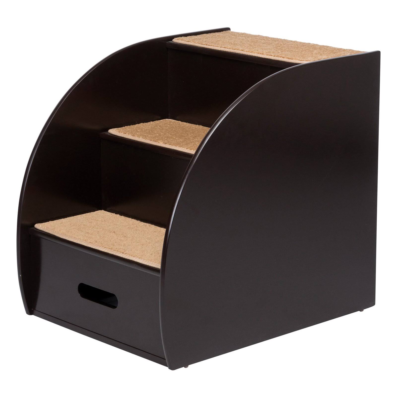 Espresso Brown 3-Step Wooden Pet Stairs J514082
