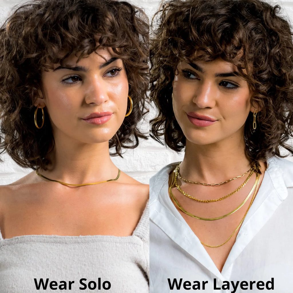 Gold Herringbone Chain Necklace 18 inch Choker A336173