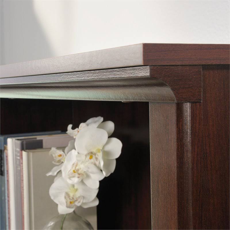 Contemporary 3-Shelf 2-Door Tall Wood Bookcase in Cherry T8933