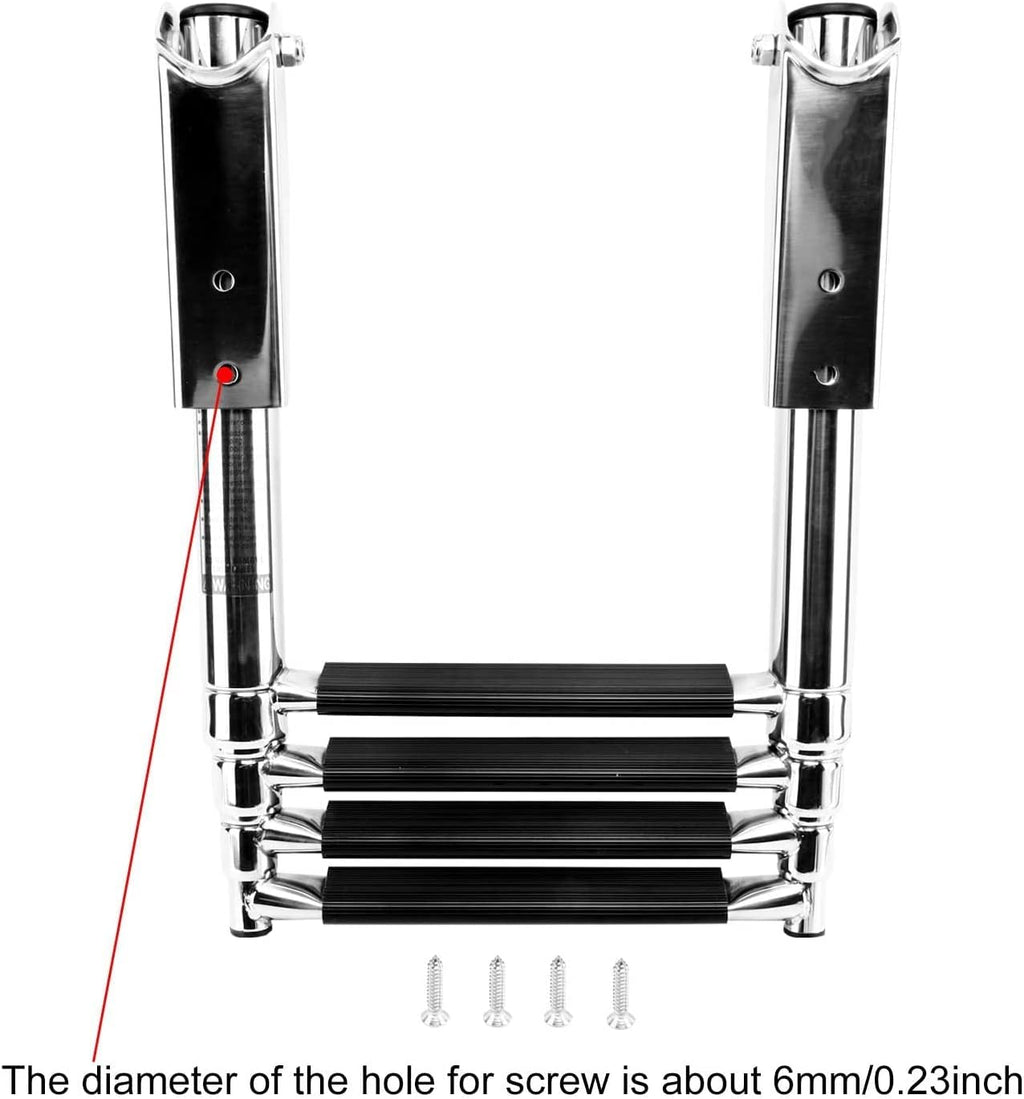 4 Step 316 Stainless Steel Telescoping Ladder with Retaining Strap Pack of 2 A4459