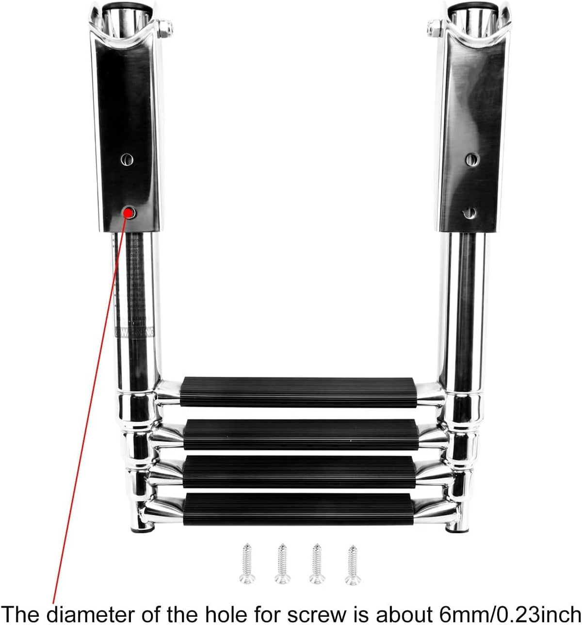 4 Step 316 Stainless Steel Telescoping Ladder with Retaining Strap Pack of 2 A4459