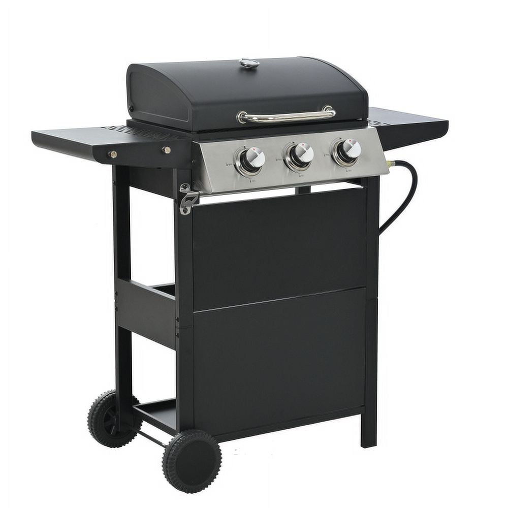 3 Burner Portable Propane Gas Grill Stainless Steel Black J267