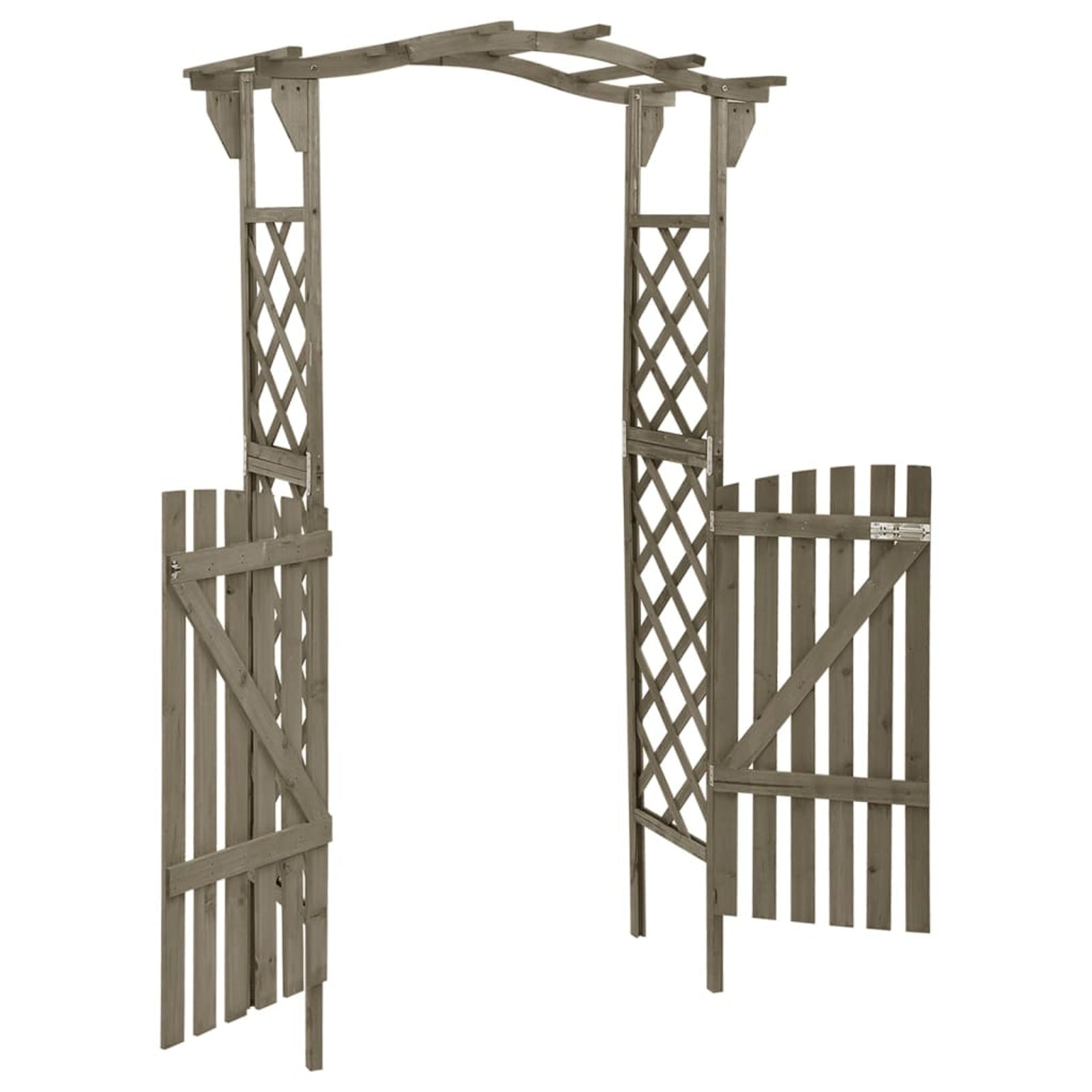 Gray Solid Firwood Pergola with Gate T2326
