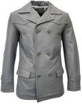 Grey Leather Pea Coat Blazer I62871