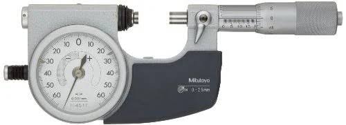 Dial Indicating Micrometer, Ratchet Stop, 25-50mm Range, 0.001mm Graduation T67914