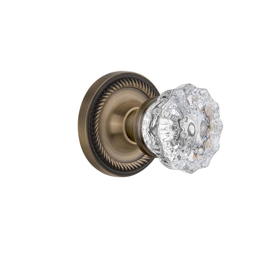 Antique Brass Crystal Glass Door Knob M9389