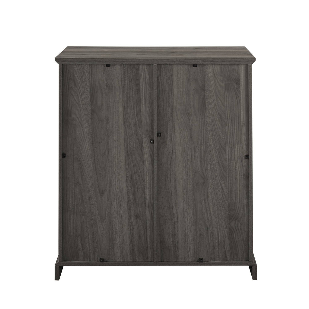Gray Sliding Window Pane Door Bar Cabinet J6354