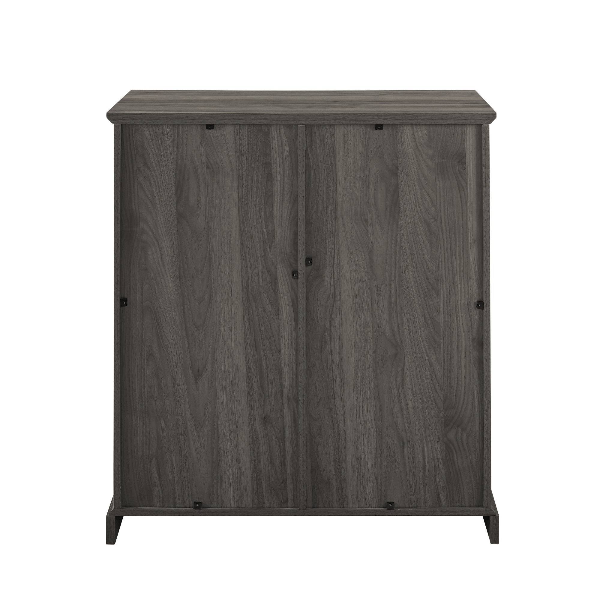 Gray Sliding Window Pane Door Bar Cabinet J6354