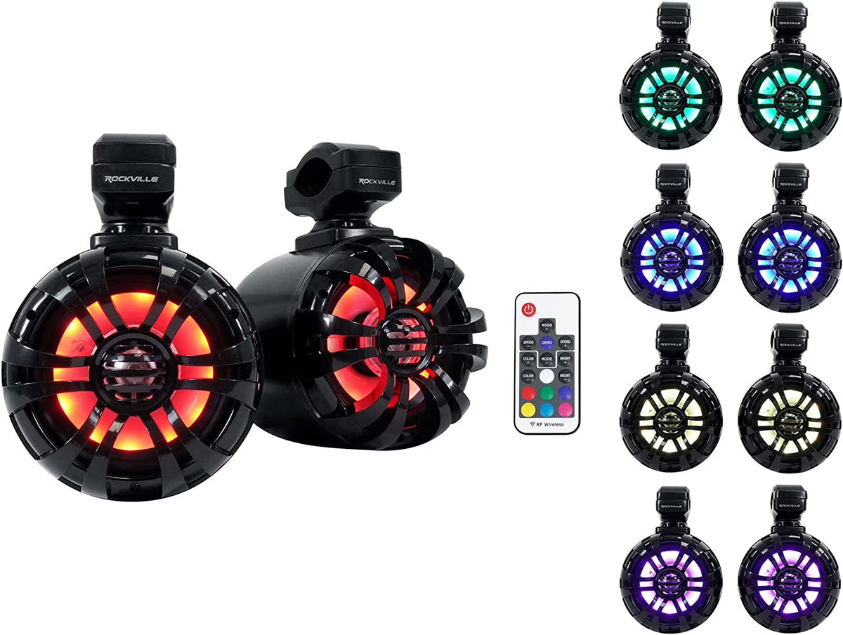 5.25" 250w Metal Marine Wakeboard LED Tower Speakers R616398