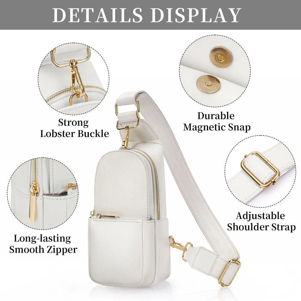 Women Chest Bag Sling Bag Small Crossbody PU Leather Shoulder Backpack D47434