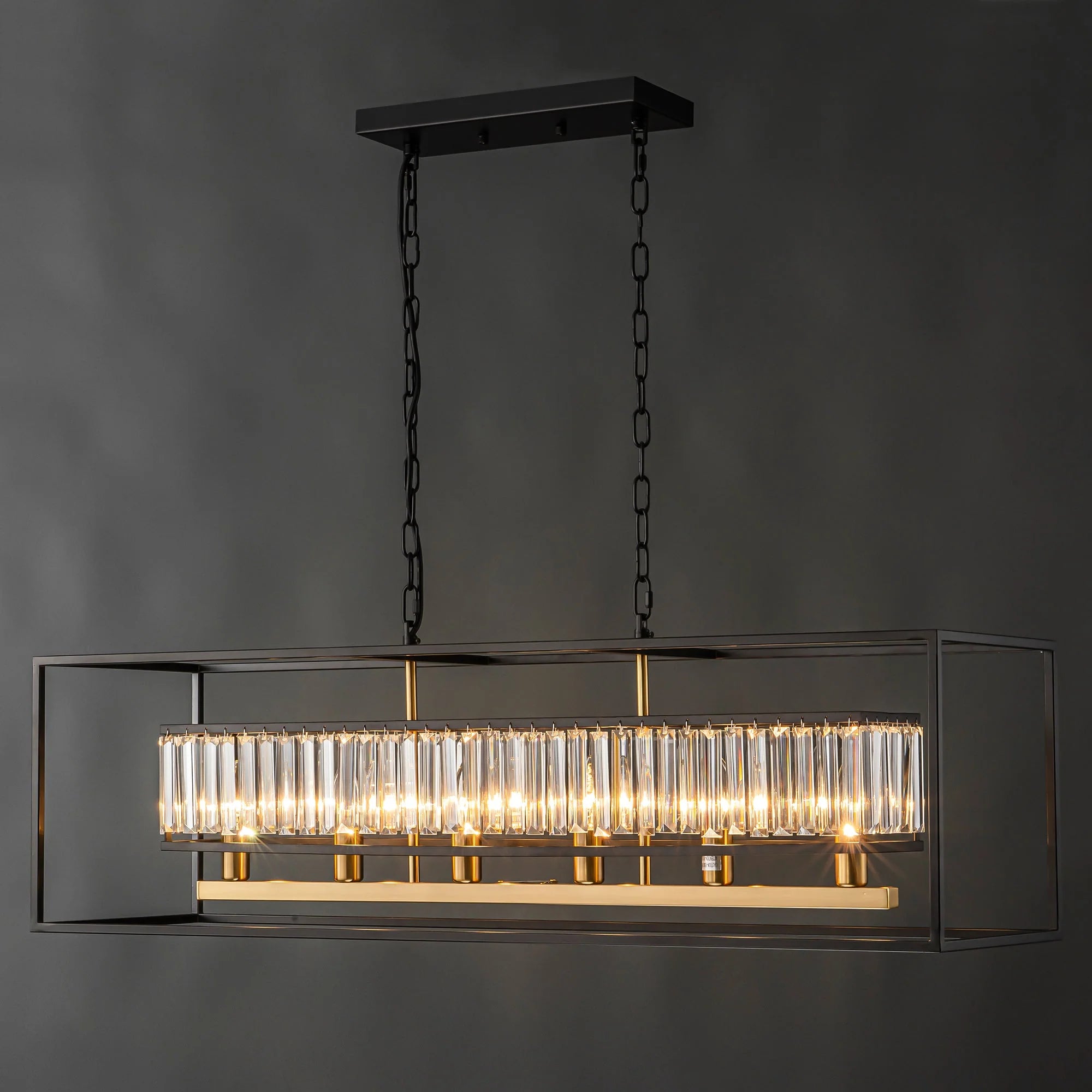 6-Light Rectangular Crystal Chandelier E687445