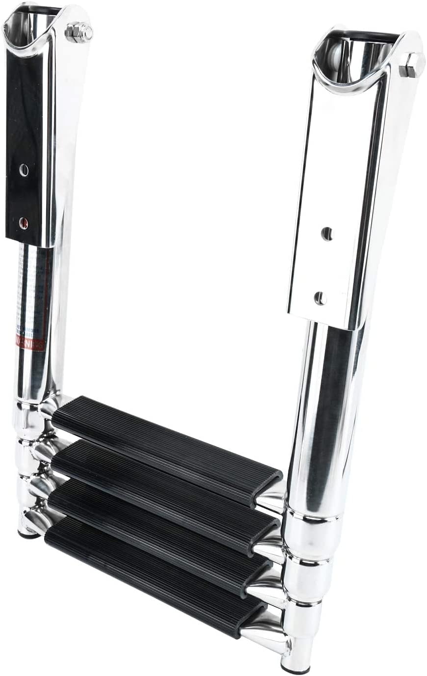 4 Step 316 Stainless Steel Telescoping Ladder with Retaining Strap Pack of 2 A4459