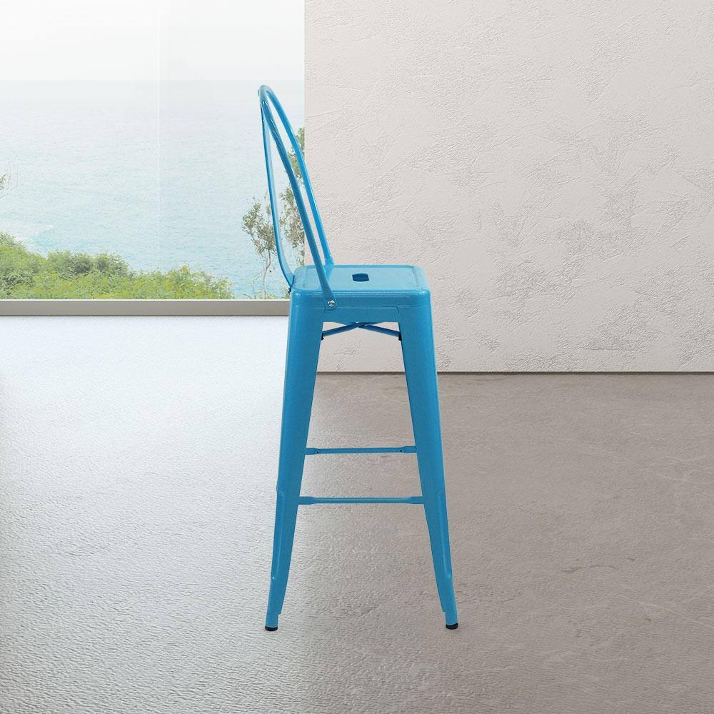Gray Bar Stool with High Back, 17 W x 18 D x 47 H F8518