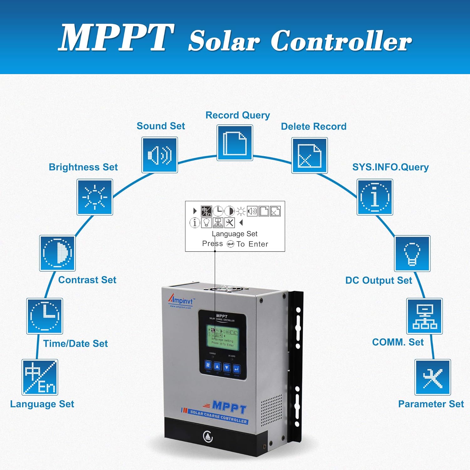 Solar Panel Charge Controller 12v24v36v48v auto max 150v Solar Input A7410