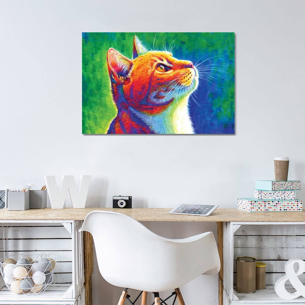 Rainbow Tabby Cat Canvas Wall Decor Prints M736