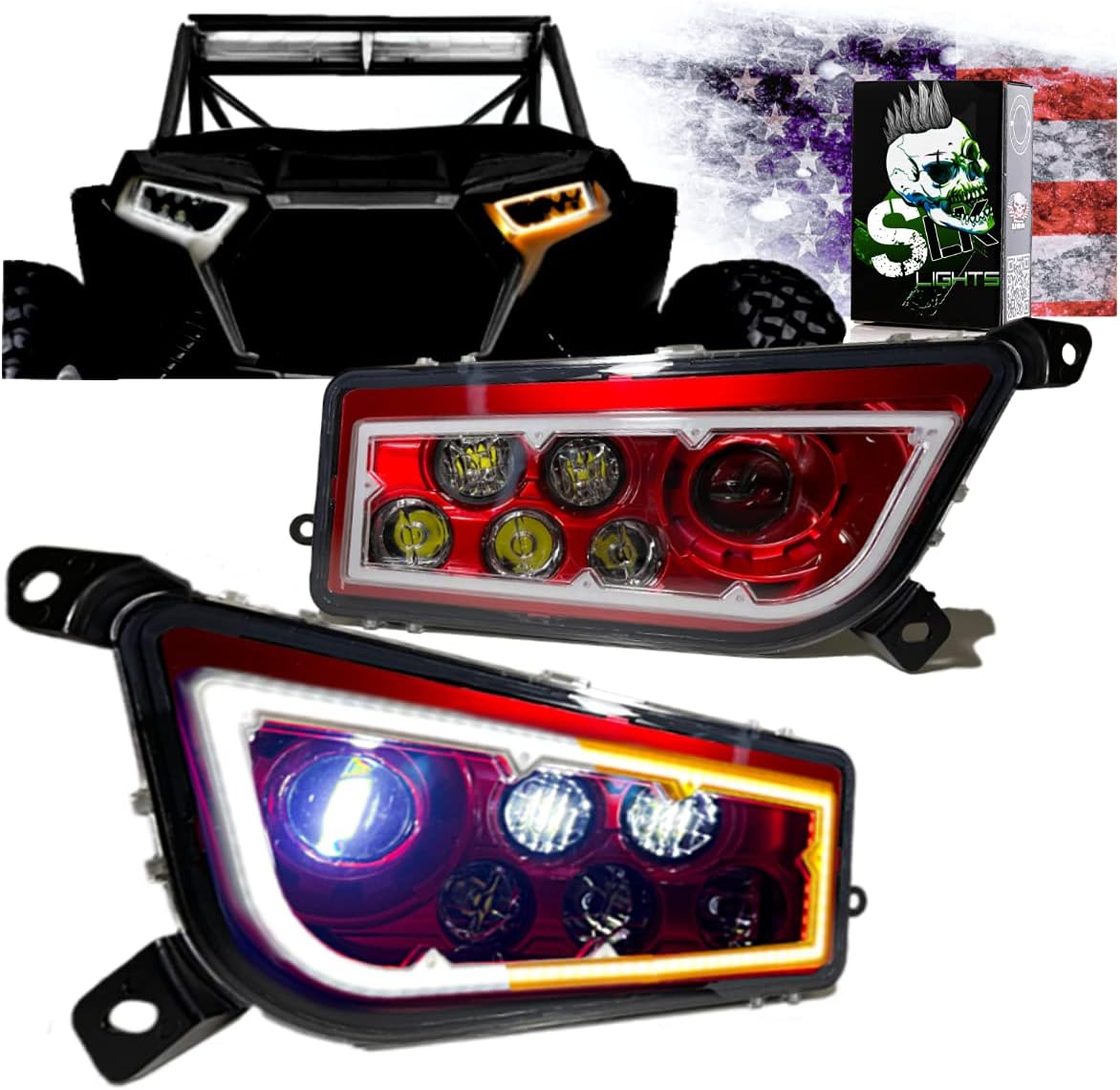 Red Razor RZR LED Headlight Halo Turn Signal Kit H380757