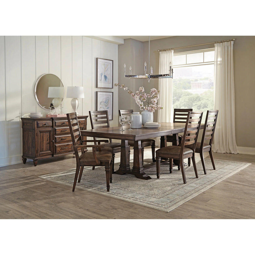 Ladder Back Arm Chairs Brown (Set of 2) U695