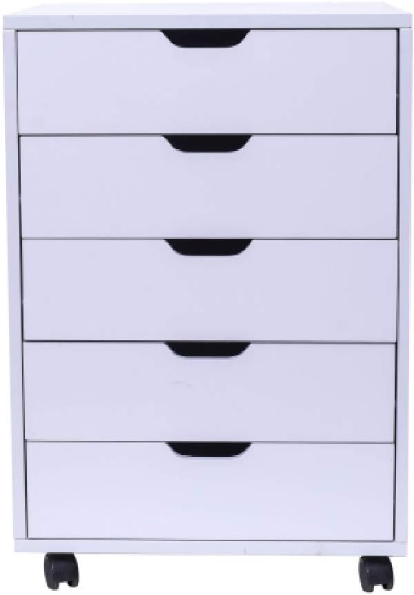 White 6-Drawer Mobile File Cabinet with Lockable Casters A191