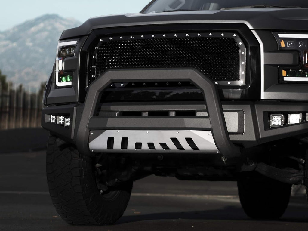 Matte Black Bull Bar with Aluminum Skid Plate H657