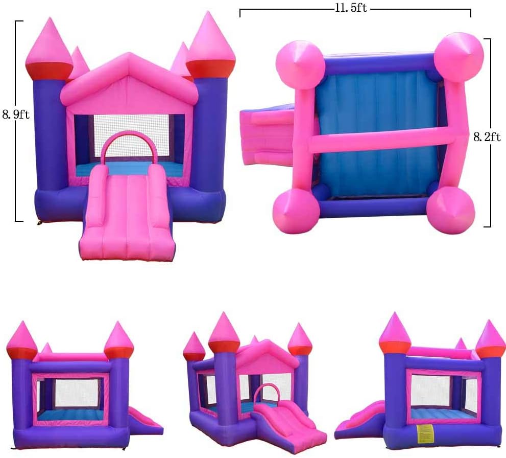 Inflatable Pink Bouncy Castle House with Air Blower W6939