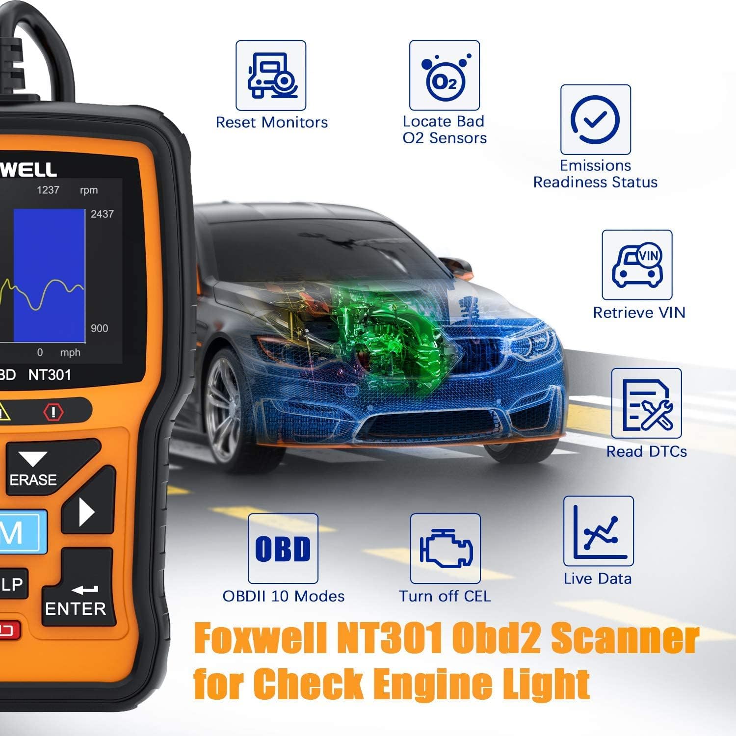 OBD2 Scanner Diagnostic Code Reader Tool Pack of 2 M78661