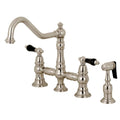 Brushed Nickel Bridge Kitchen Faucet with Brass Sprayer G37590