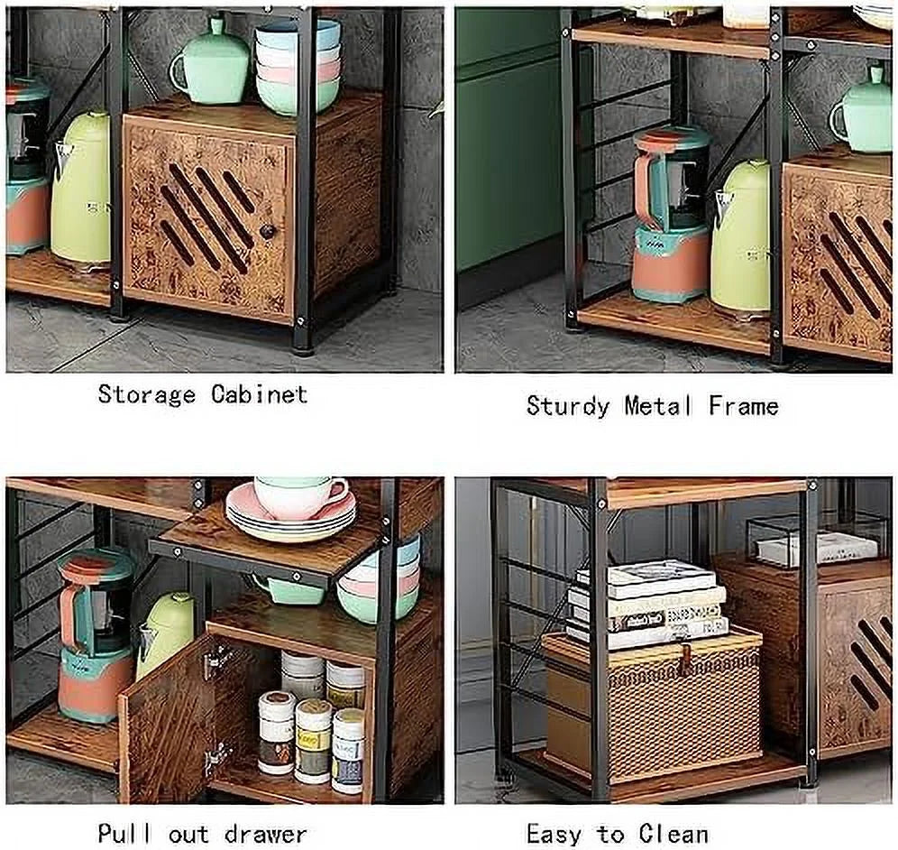 3-Tier Utility Microwave Oven Stand with Cabinet L95792