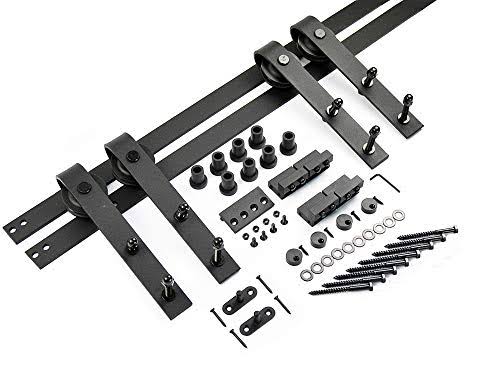 16ft Rustic Black Sliding Barn Door Hardware Kit T30360