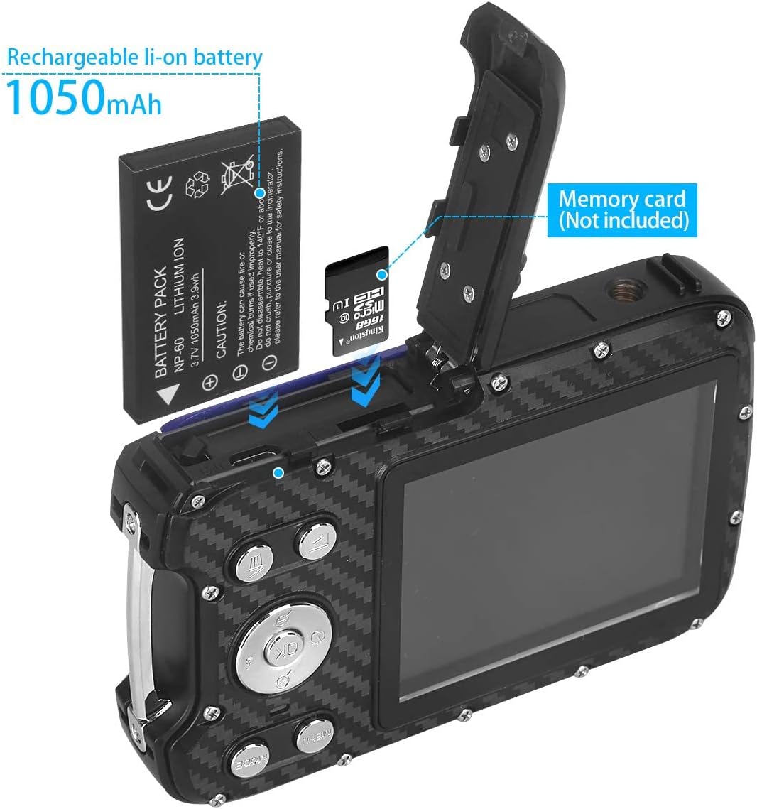 Waterproof Digital Camera 16MP HD 1080P Underwater Camera with Rechargeable Battery S777