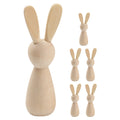6Pcs Unpainted Natural Wooden Bunny Dolls T52838