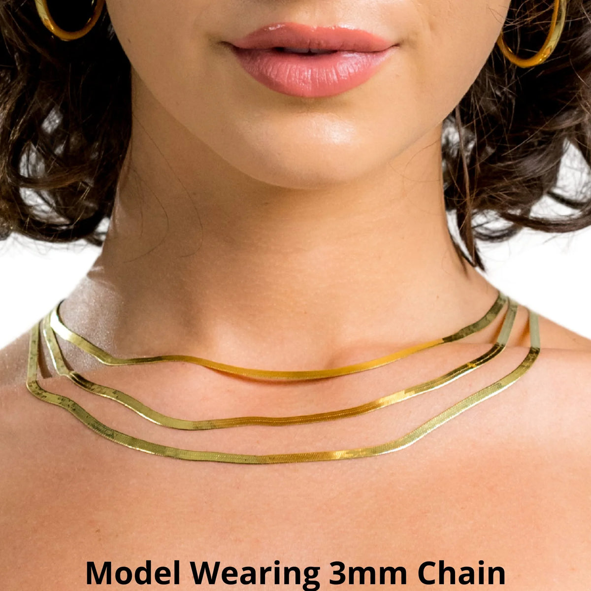 Gold Herringbone Chain Necklace 18 inch Choker A336173