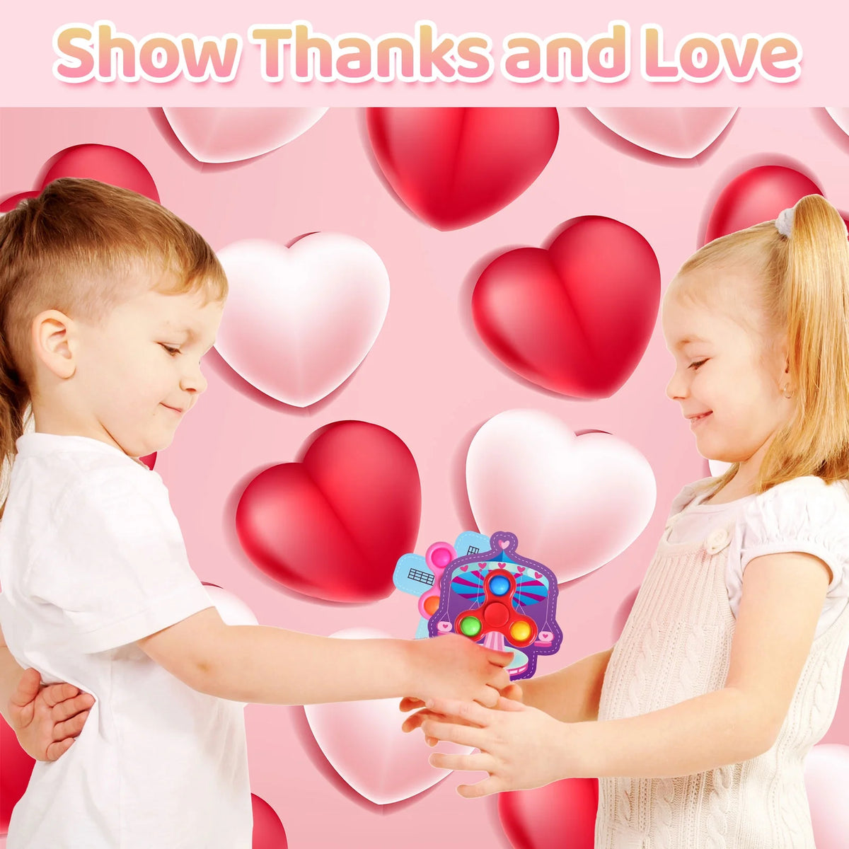 28 Packs Valentines Cards with Fidget Spinner X866060
