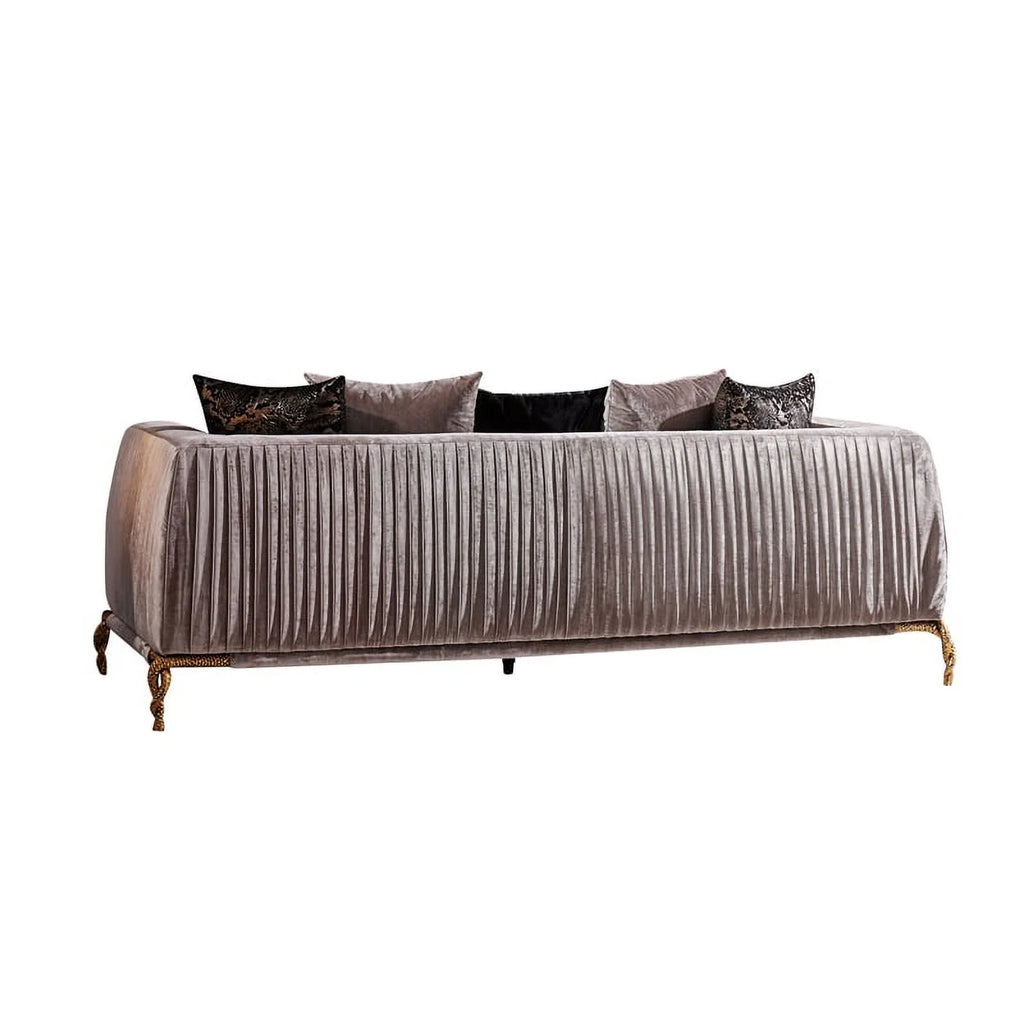Ivory Velvet 2PC Living Room Set with Wood D853360