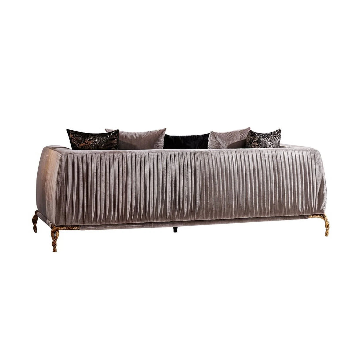 Ivory Velvet 2PC Living Room Set with Wood D853360
