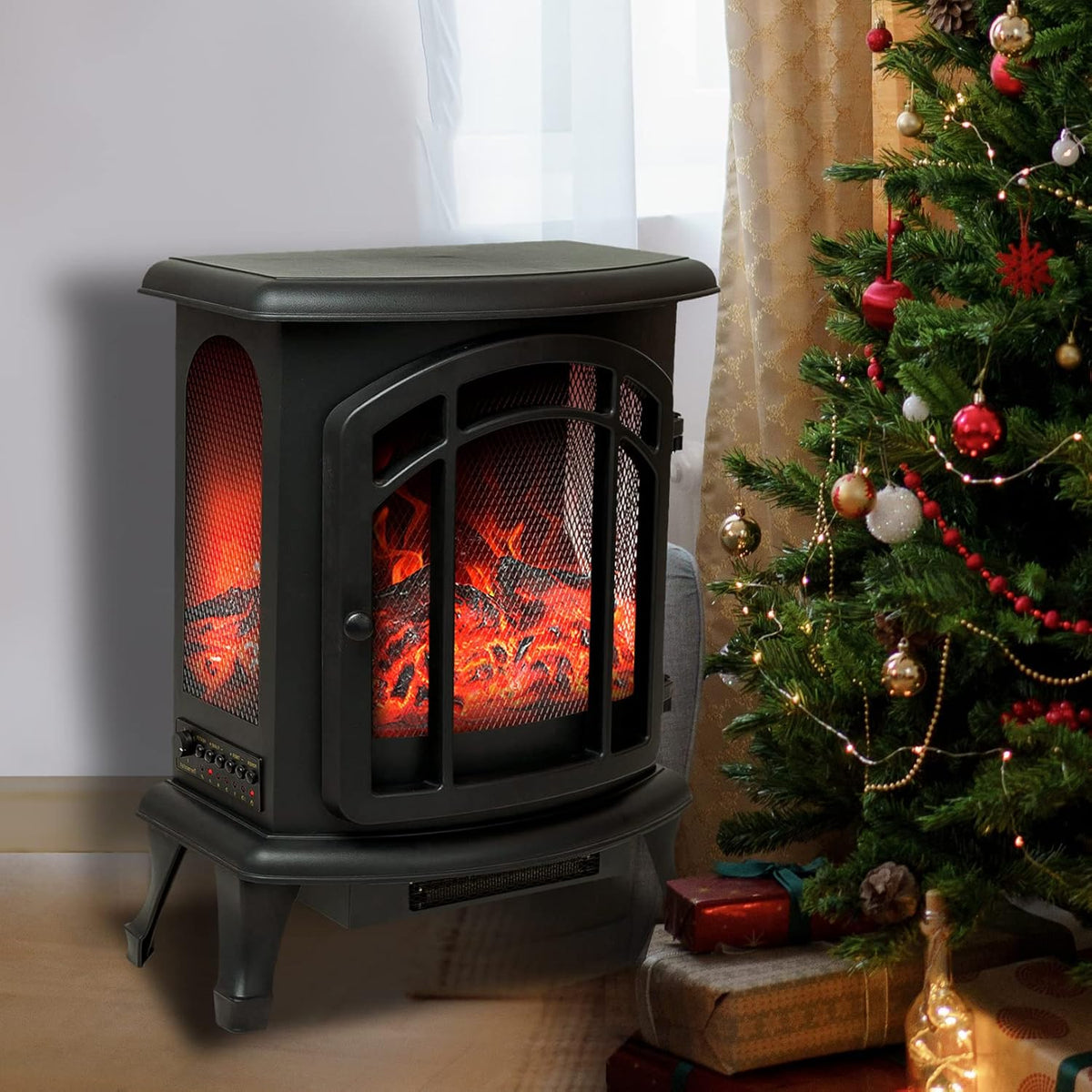 24 inch Portable Electric Wood Stove Fireplace with Flame Effect M333400