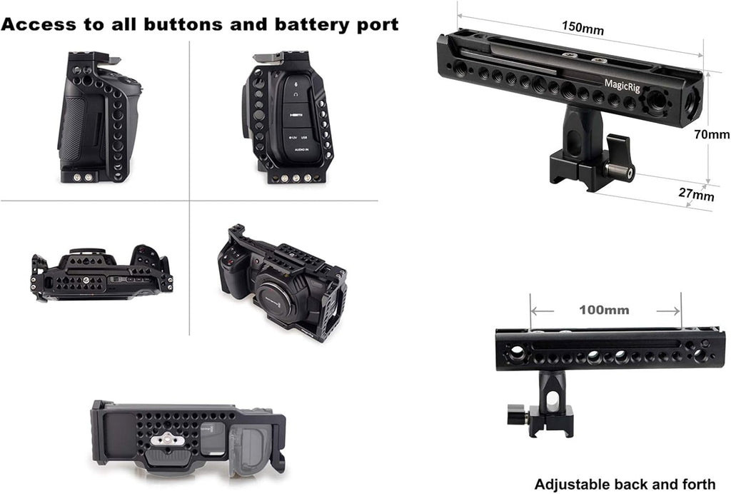 BMPCC 4K & 6K Cage with Rotating NATO Handle, T5 SSD Mount S71599