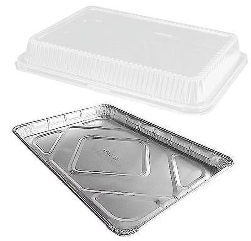 Half Size Aluminum Foil Sheet Cake Pan with Clear High Dome Lid (pack of 100) O51364