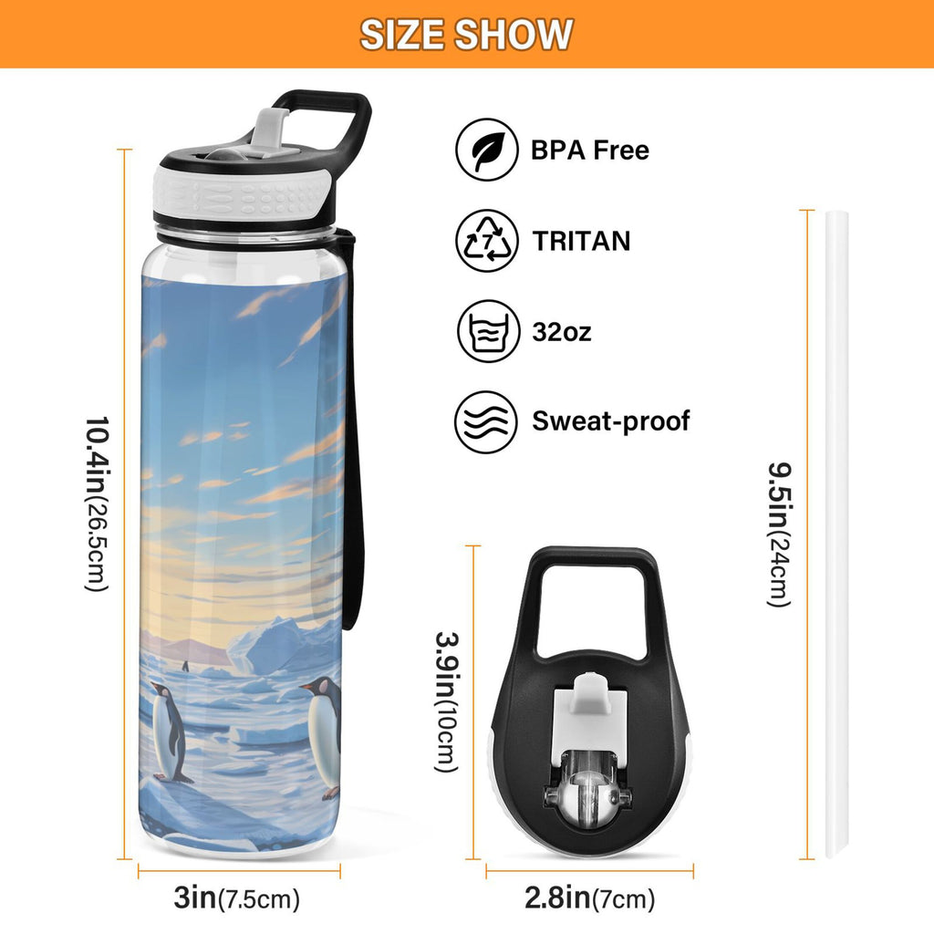 32oz Tritan Leakproof Clear Sports Water Bottle with Straw P64579