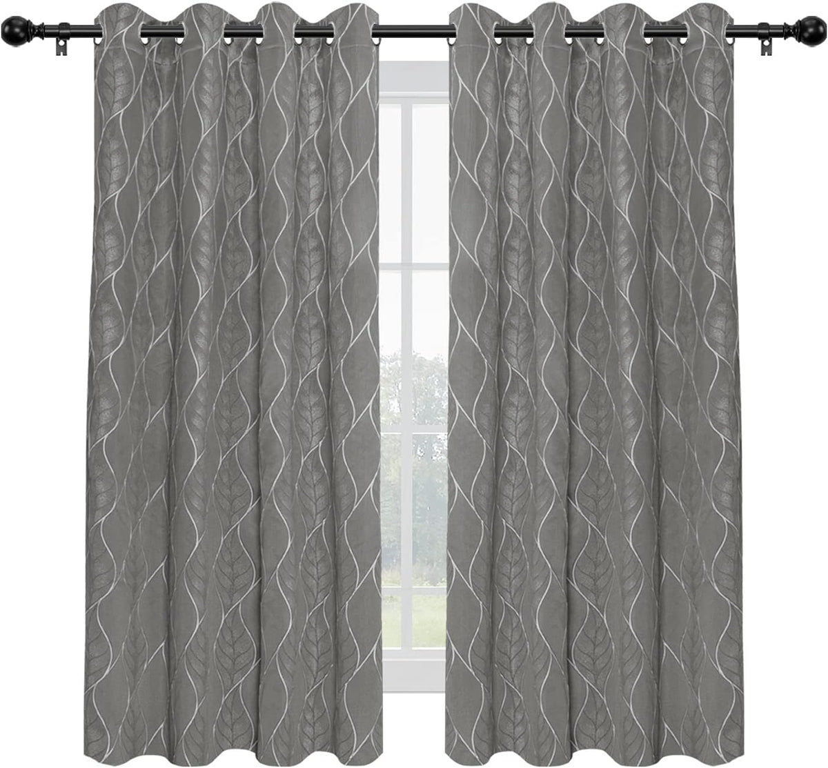 3D Jacquard 100% Blackout Curtain, 2 Panels, 52x63 in, Camel M925