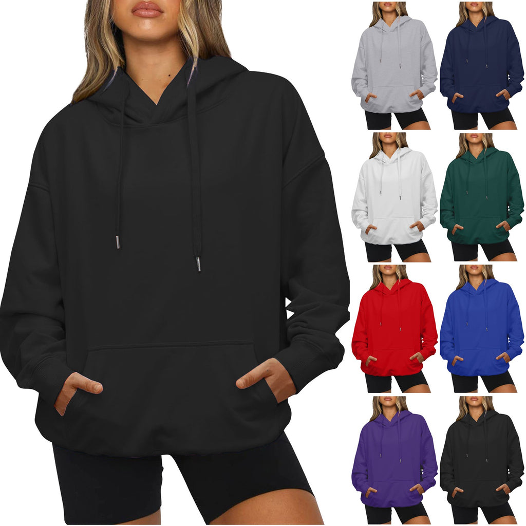 Khaki Oversized Fleece Hooded Sweatshirt with Pocket V10053