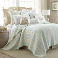 Full/Queen Striped Cotton Quilt Set with Two Shams H9823