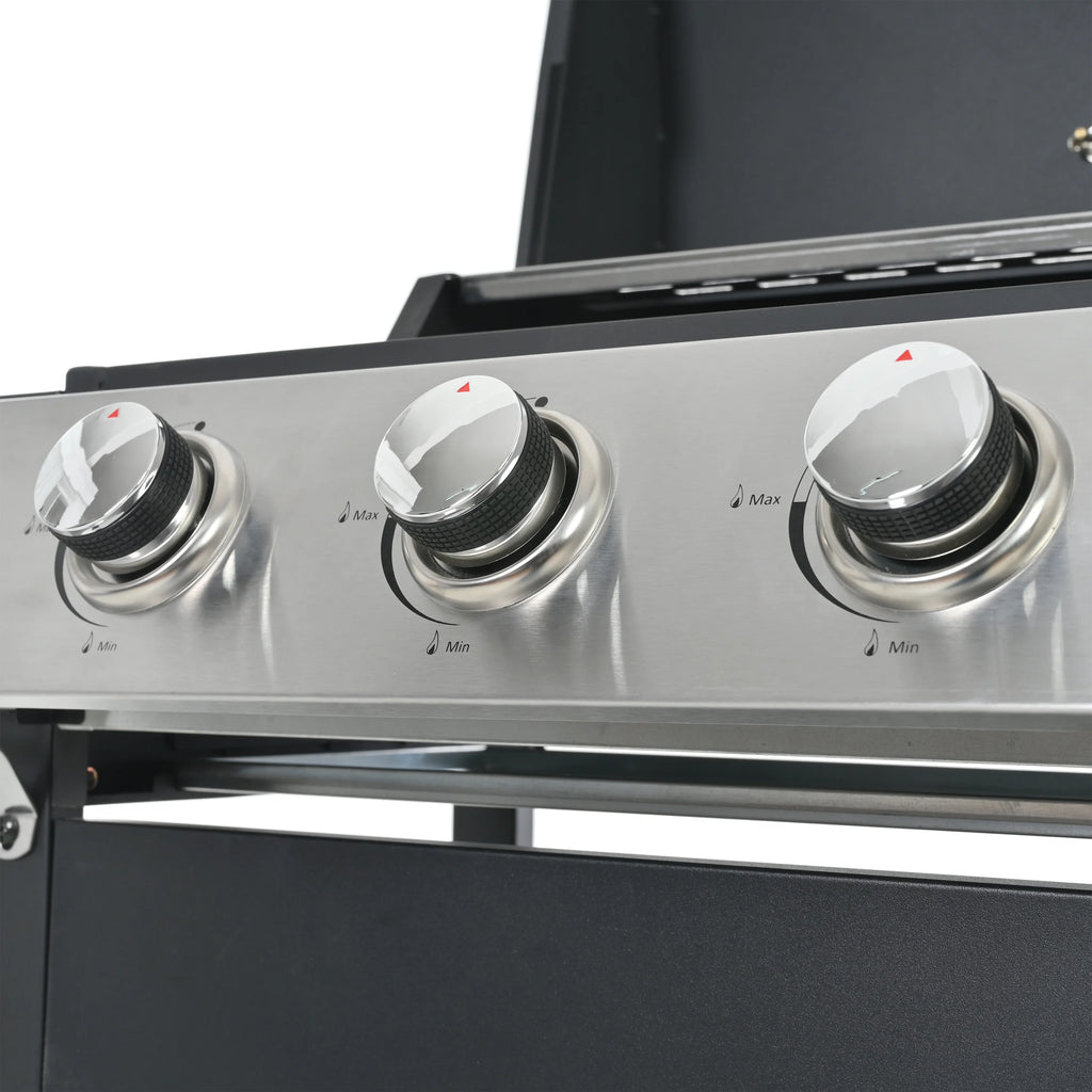 3 Burner Portable Propane Gas Grill Stainless Steel Black J267