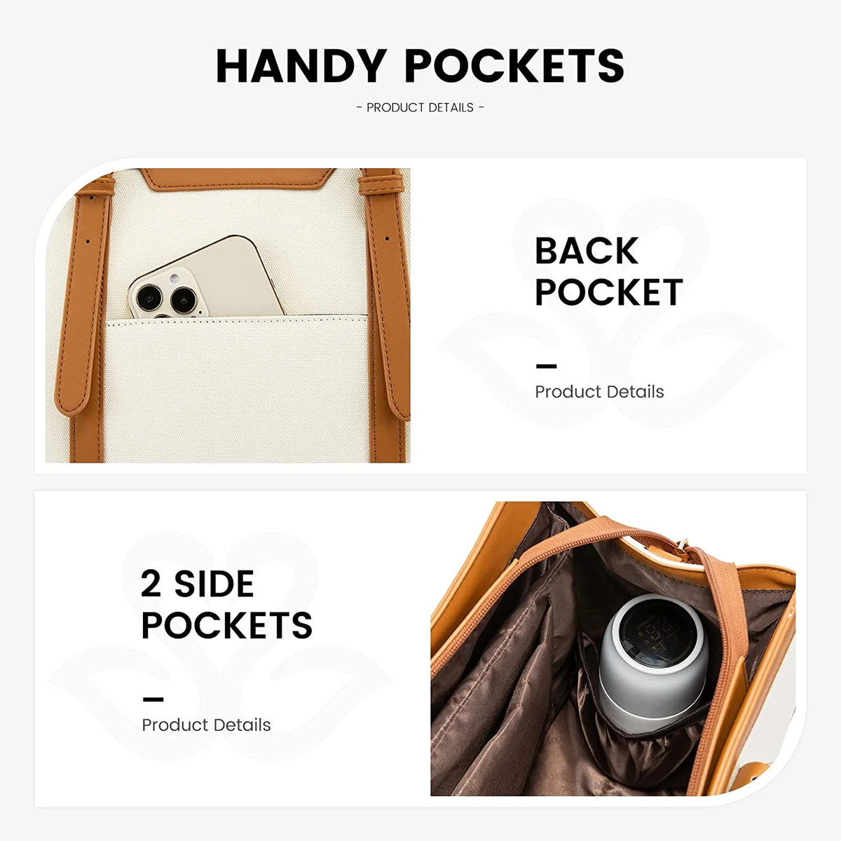 15.6 inch Canvas Laptop Tote Bag with Clutch Purse R114568