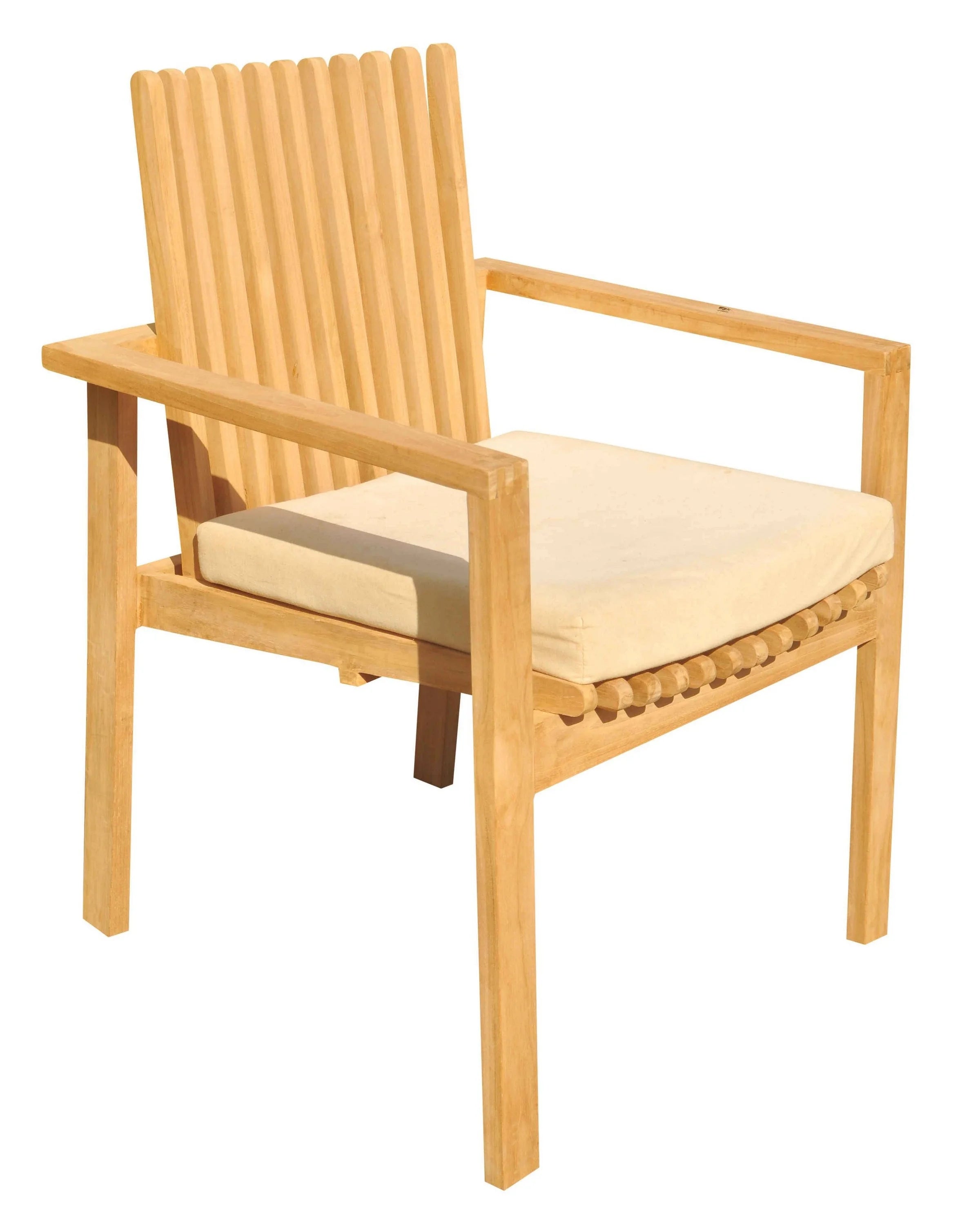 Teak 7 Pc 6 Seater Dining Set with 48" Round Table and 6 Stacking Arm Chairs Q203496
