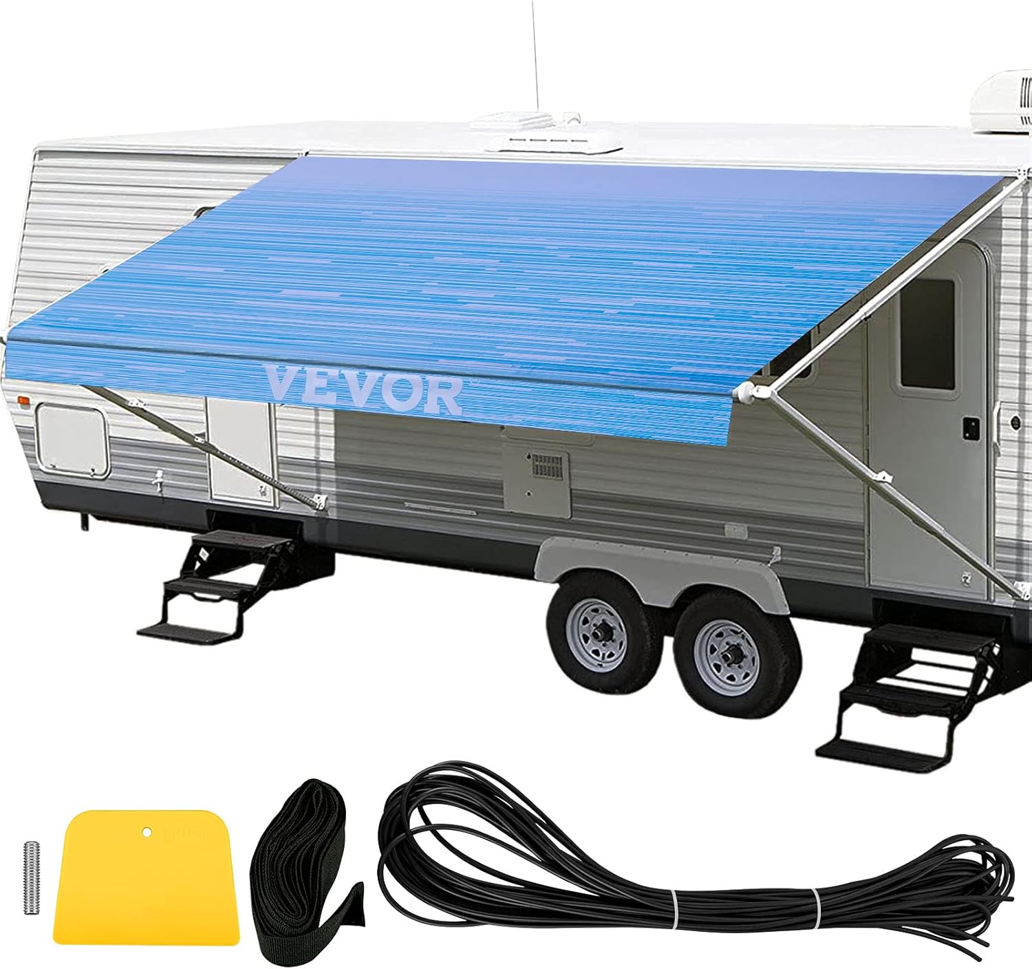 19' Camper Awning Fabric Replacement Ocean Blue Fade X1221