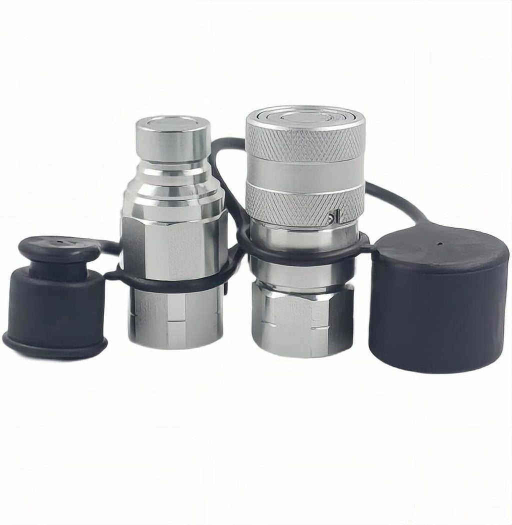 3/4" SAE-12 UNF1-1/16 Skid Steer Flat Face Hydraulic Quick Connect Coupling with Dust Cap S7076