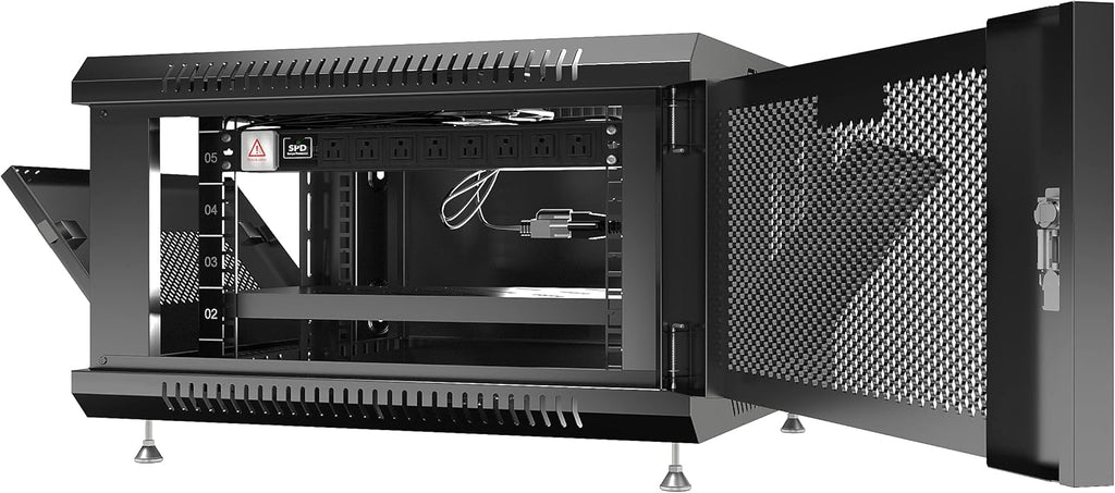6 U Locking Wall Mount Server Rack Enclosure with Casters and Shelf Q558